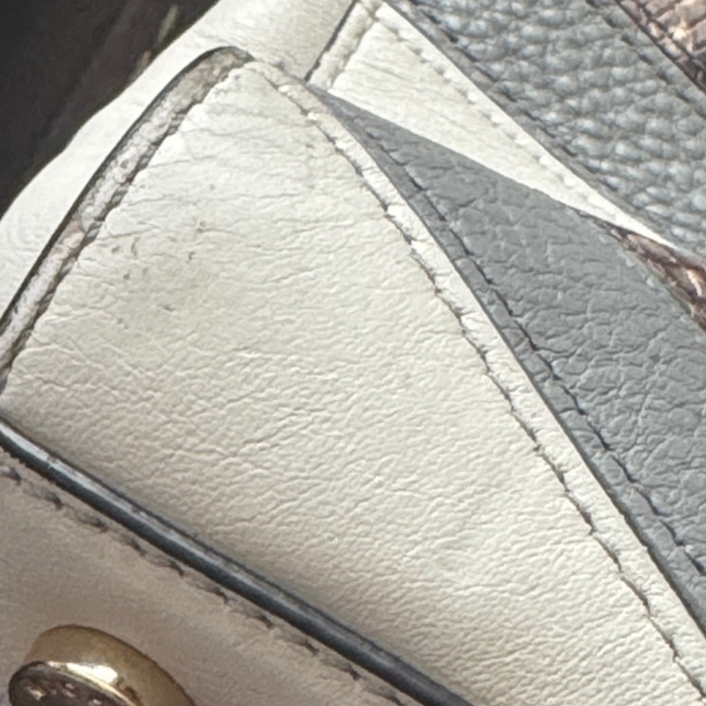 Michael Kors Gray & Cream Chevron snake print Shoulder Bag gold chain strap - Picture 14 of 16